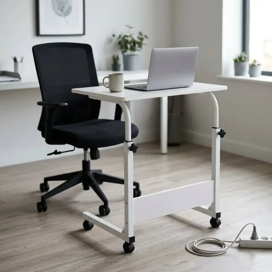 طاولة مكتب متحركة بعجلات أبيض - 611 White