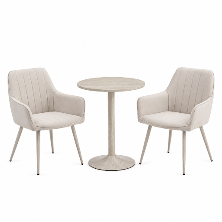 طقم كرسيين و طاولة 1+2 AS-05 BEIGE