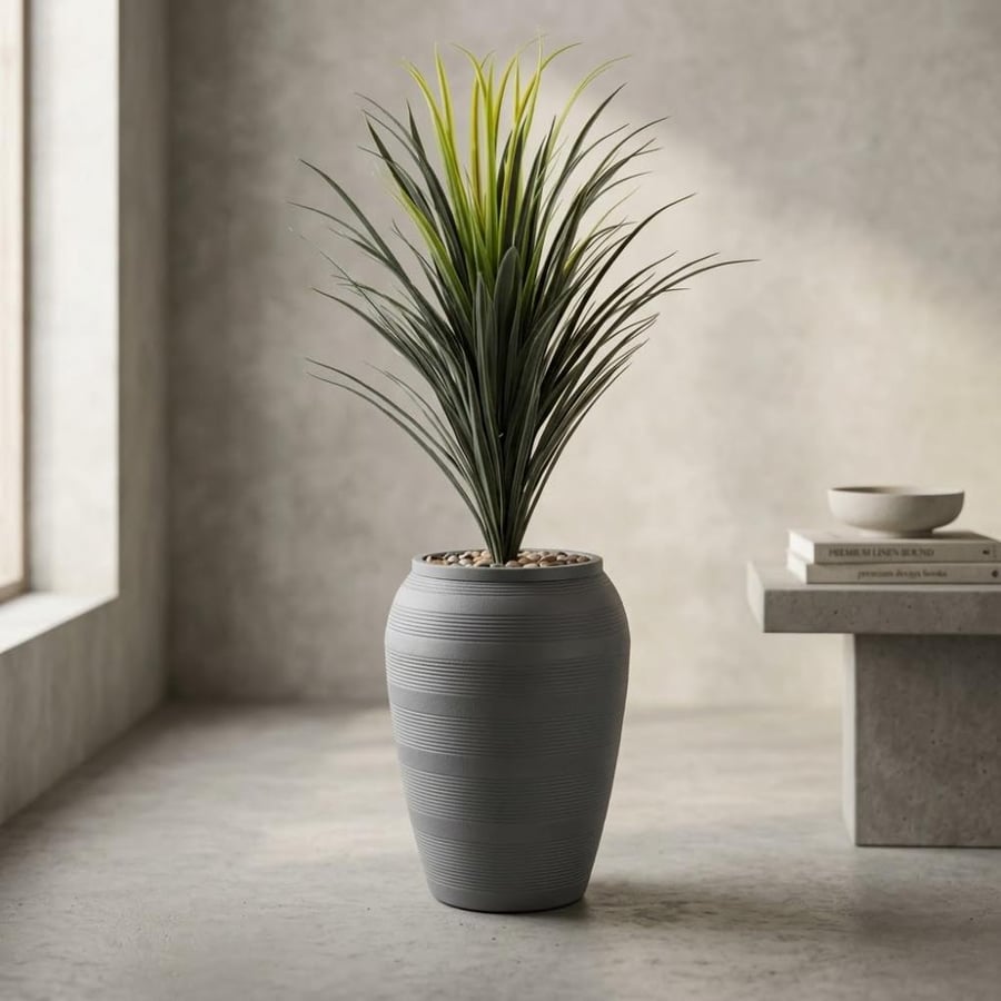 شجرة صبار صناعية مع مركن بلاستيك رمادي - ارتفاع 130 سم (موديل 1019-103 SL)