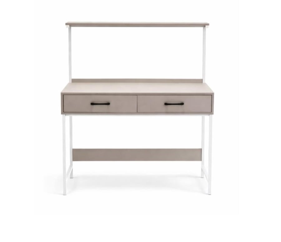 مكتب دراسي رمادي مع رف علوي وأدراج - 1249 Gray