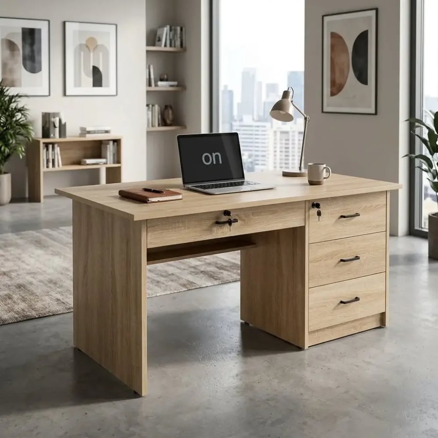 مكتب إداري ودراسي خشبي بيج - A146 Beige