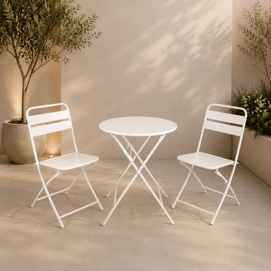 طقم كرسيين وطاولة حديد CCT722 WHITE