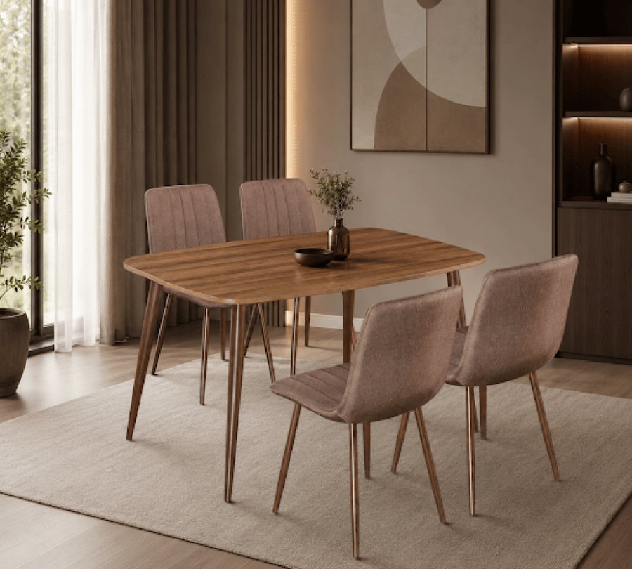 طاولة طعام خشب 4 كرسي M-023 BROWN/BROWN