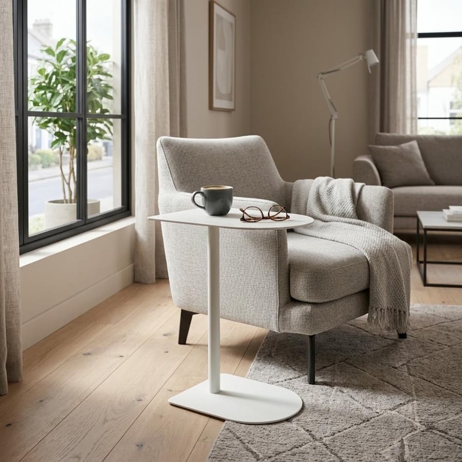 طاولة الخدمة الجانبية معدن مودرن باللون الأبيض - مقاس 37×28×60 سم (موديل JT-T372860 WT)