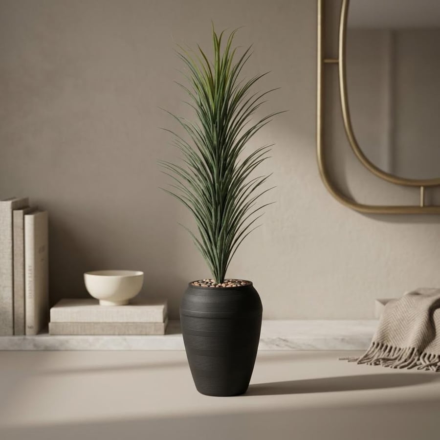 شجرة صبار صناعية مع مركن بلاستيك أسود - ارتفاع 175 سم (موديل 2801-103 BK)