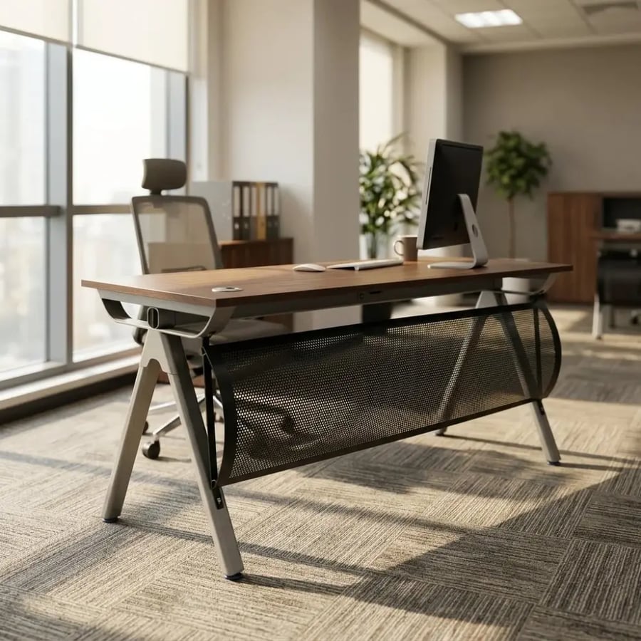 مكتب إداري مودرن خشبي مع حاجز معدني - A165 Brown