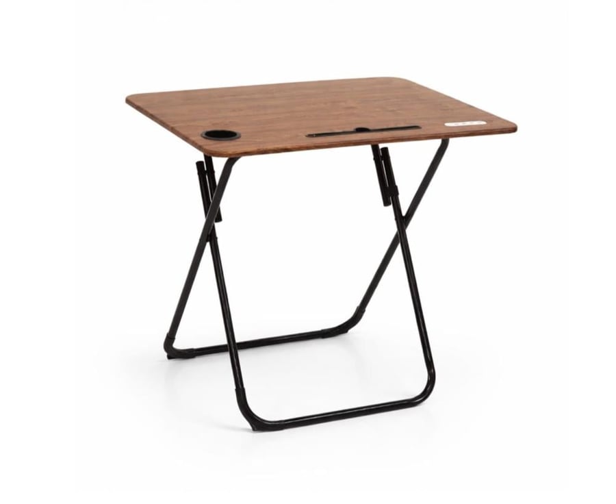 مكتب قابل للطي بني مع حامل كوب وحامل تاب - 483 Brown