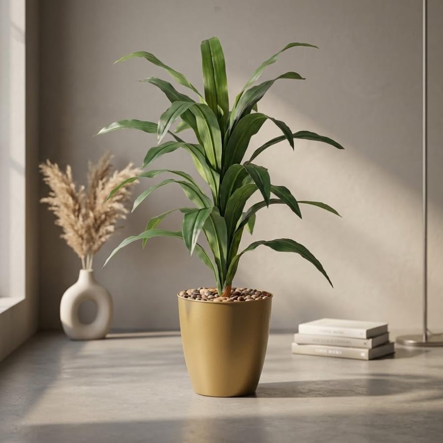 شجرة الذرة صناعية مع مركن بلاستيك ذهبي - ارتفاع 105 سم (موديل 952-1175 G)