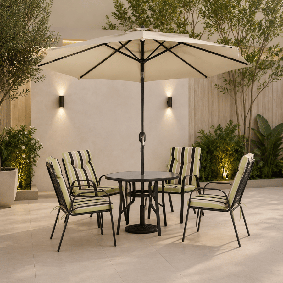 طاوله طعام مع مظلة 4 كرسي FH-02-120 DARK GREY