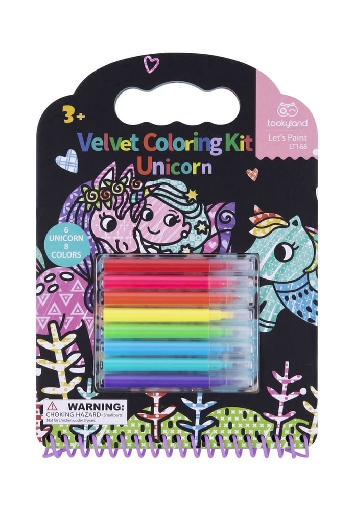 Velvet embossed coloring set for children – Unicorn