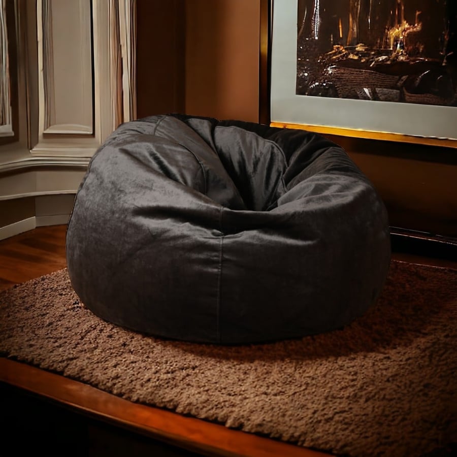 أندرسون بين باج مخمل كبير الحجم اسود Bean Bag Saudi Arabia