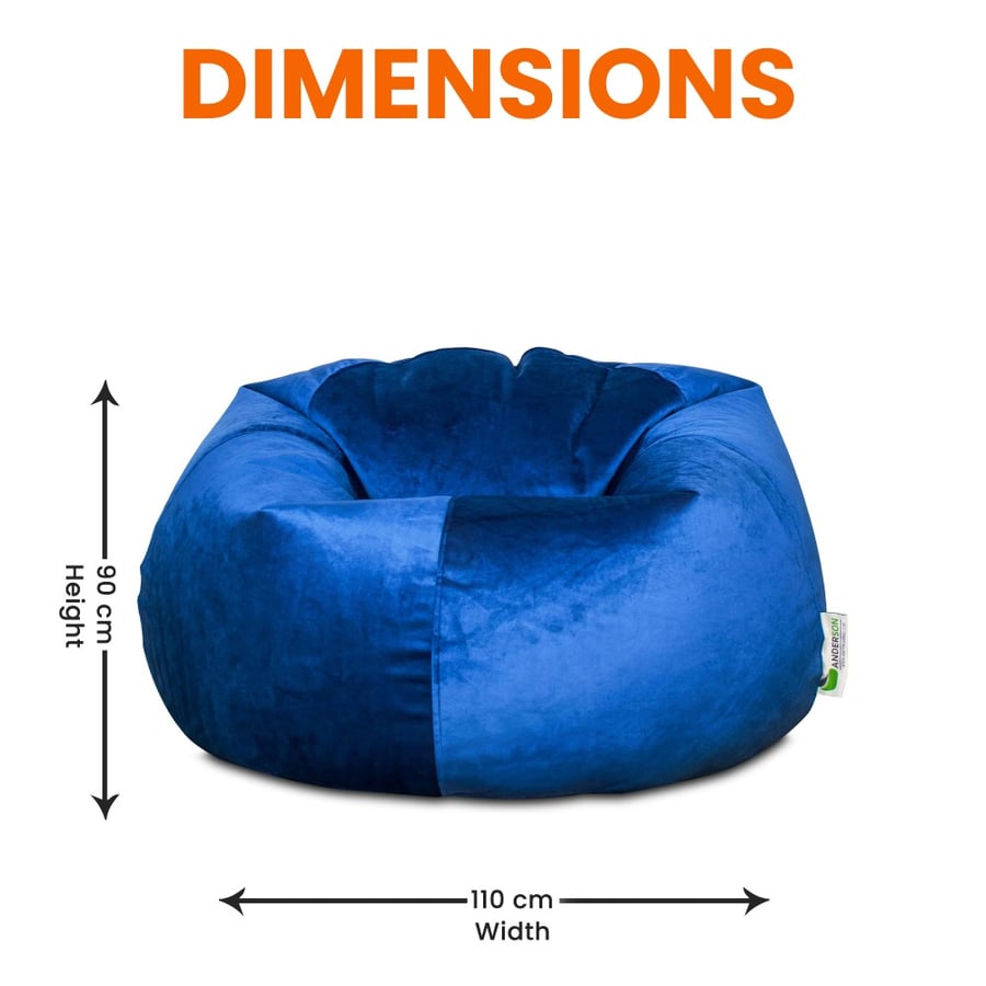 أندرسون بين باج مخمل كبير الحجم أزرق غامق  Bean Bag Saudi Arabia