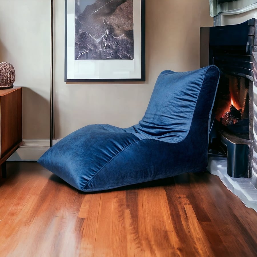 اندرسون بين باج مخمل شيزلونج ازرق غامق Bean Bag Saudi Arabia