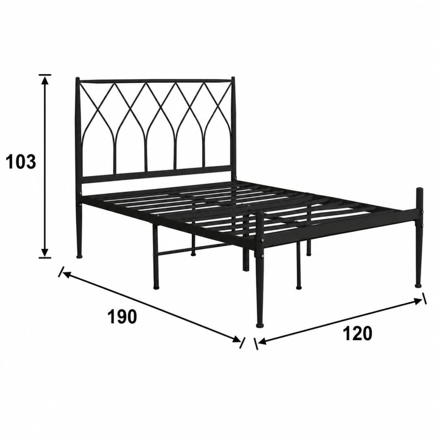 سرير ١٢٠ × ١٩٠ سم باللون الأسود