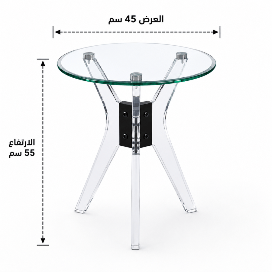 طاولة خدمة مفردة زجاجية أسود