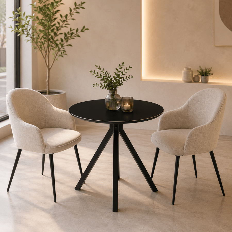 طاولة كافيه بديل سيراميك دائرية 70 × 70 سم - أسود