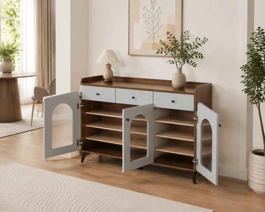 دولاب متعدد الأغراض ١٢٠ سم باللون البني والأبيض