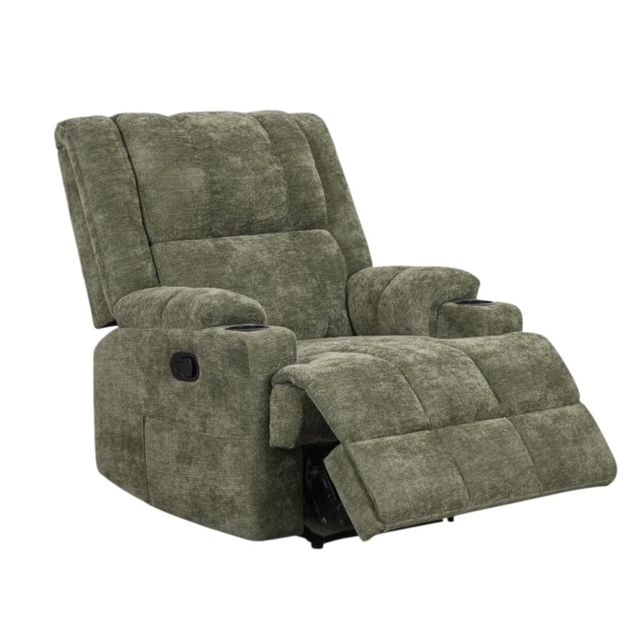 Classic relaxation chair plus with cup holders, olive color