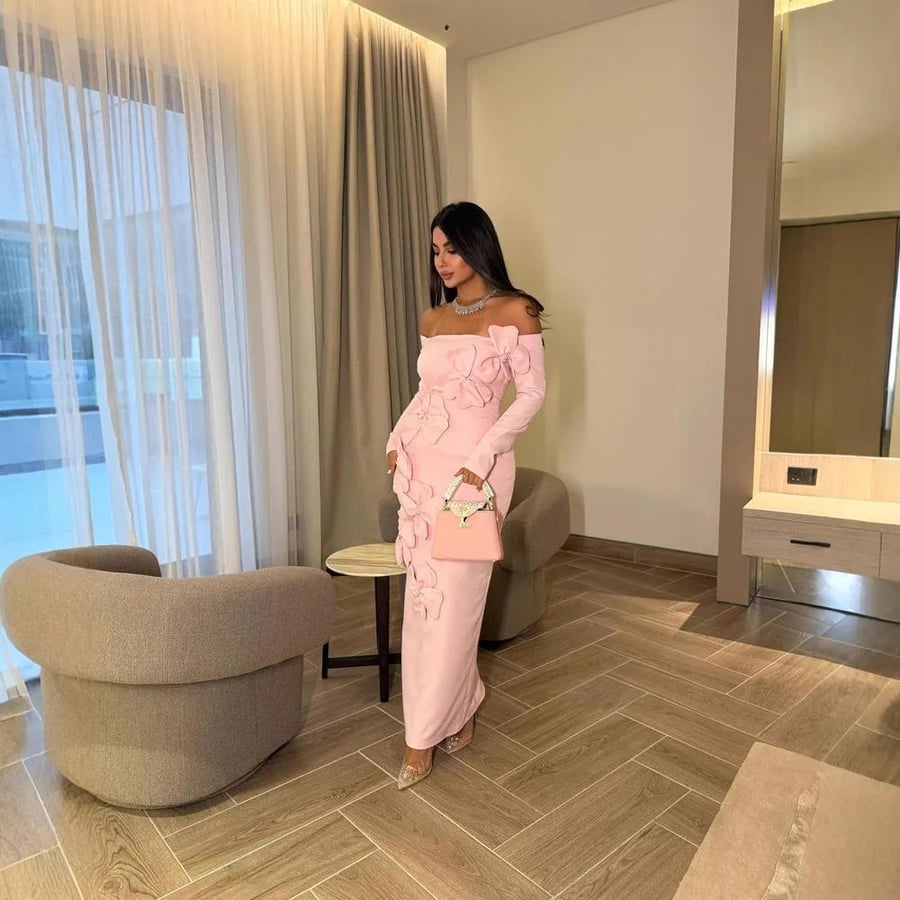 فستان سهرة طويل أوف شولدر