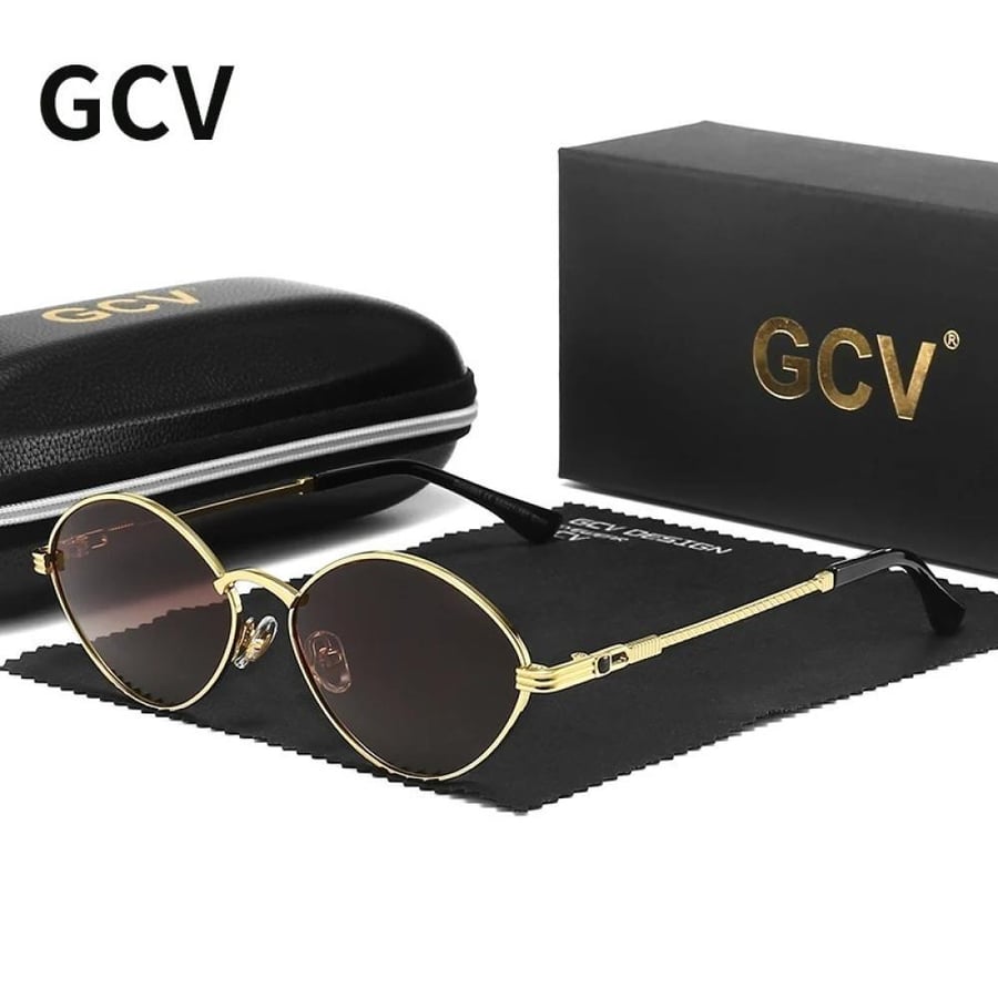 نظارات شمسية GCV بنمط عين القطة – تصميم زيتوني بإطار من سبائك التيتانيوم للرجال والنساء