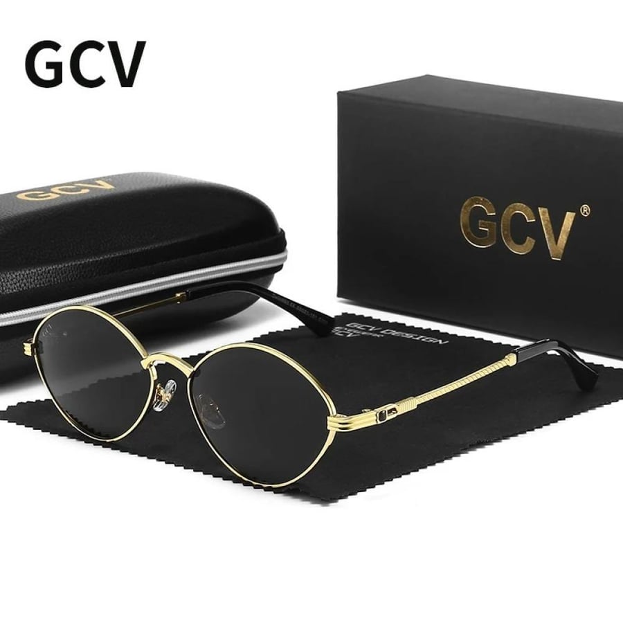 نظارات شمسية GCV بنمط عين القطة – تصميم زيتوني بإطار من سبائك التيتانيوم للرجال والنساء