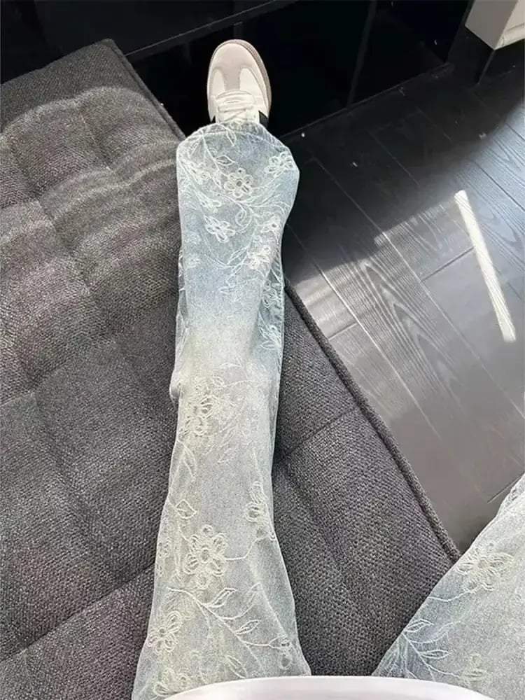 جينز دينيم أصلي عالي الجودة شبه مطاطي بقصة مستقيمة وخصر متوسط وسحاب للإغلاق، تصميم عصري للمراهقين والبالغين
