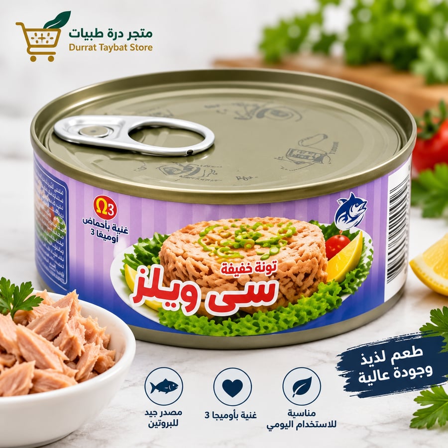 تونة سي ويلز الخفيفة – قطع تونة معلبة جاهزة للتقديم