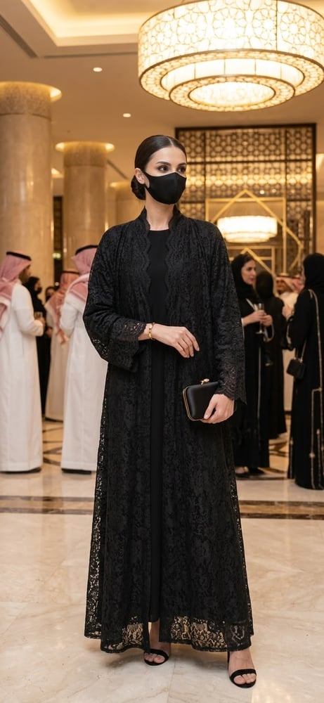 دبل كلوش دانتيل مبطن مع طرحه طقم دانتيل