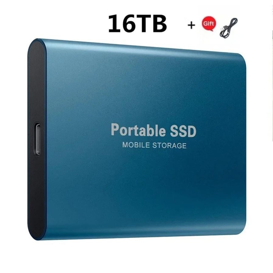 قرص SSD خارجي محمول  بسعة 16 تيرا بايت منفذ Type-C، تخزين سريع، توصيل وتشغيل، مناسب للاستخدام اليومي