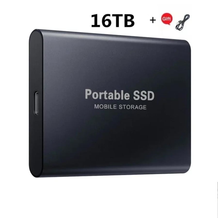 قرص SSD خارجي محمول  بسعة 16 تيرا بايت منفذ Type-C، تخزين سريع، توصيل وتشغيل، مناسب للاستخدام اليومي