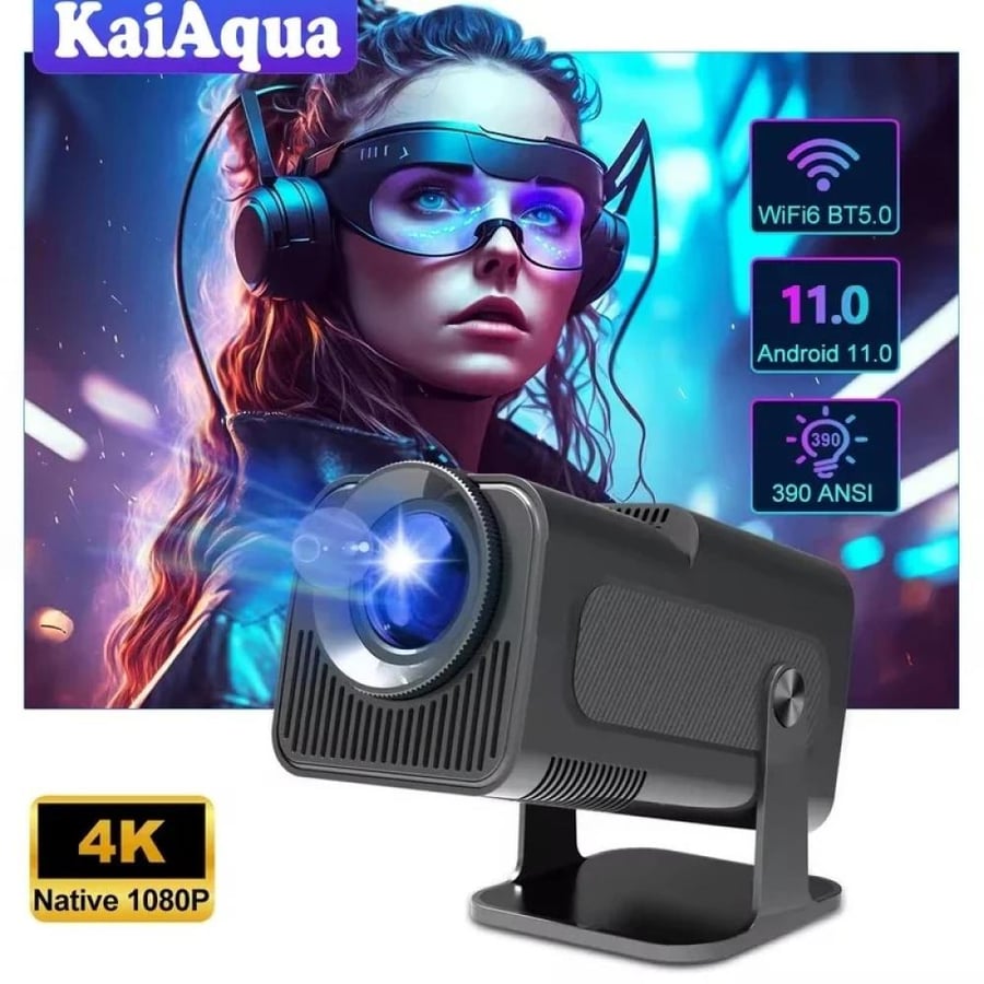 جهاز عرض 4K بنظام أندرويد 11 بدقة أصلية 1080P و390ANSI HY320 مع واي فاي مزدوج 6 وبلوتوث 5.0