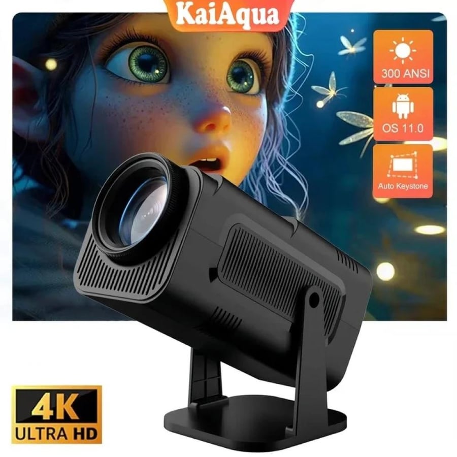 جهاز عرض 4K بنظام أندرويد 11 بدقة أصلية 1080P و390ANSI HY320 مع واي فاي مزدوج 6 وبلوتوث 5.0