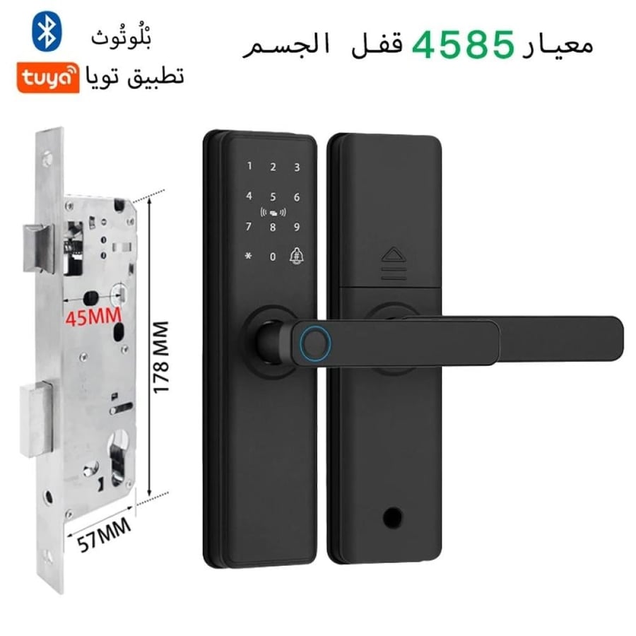 قفل باب خارجي ذكي ومتوافق مع البلوتوث، تطبيق Tuya لقفل الباب الخشبي وبصمة الإصبع الإلكترونية الرقمية