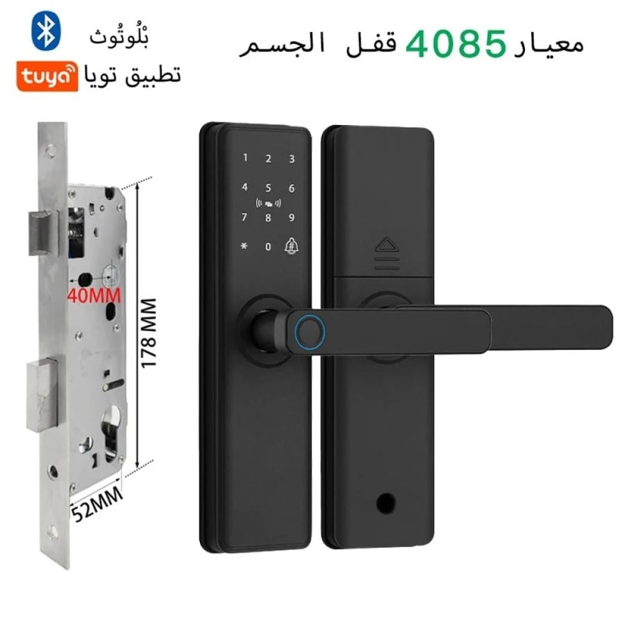 قفل باب خارجي ذكي ومتوافق مع البلوتوث، تطبيق Tuya لقفل الباب الخشبي وبصمة الإصبع الإلكترونية الرقمية
