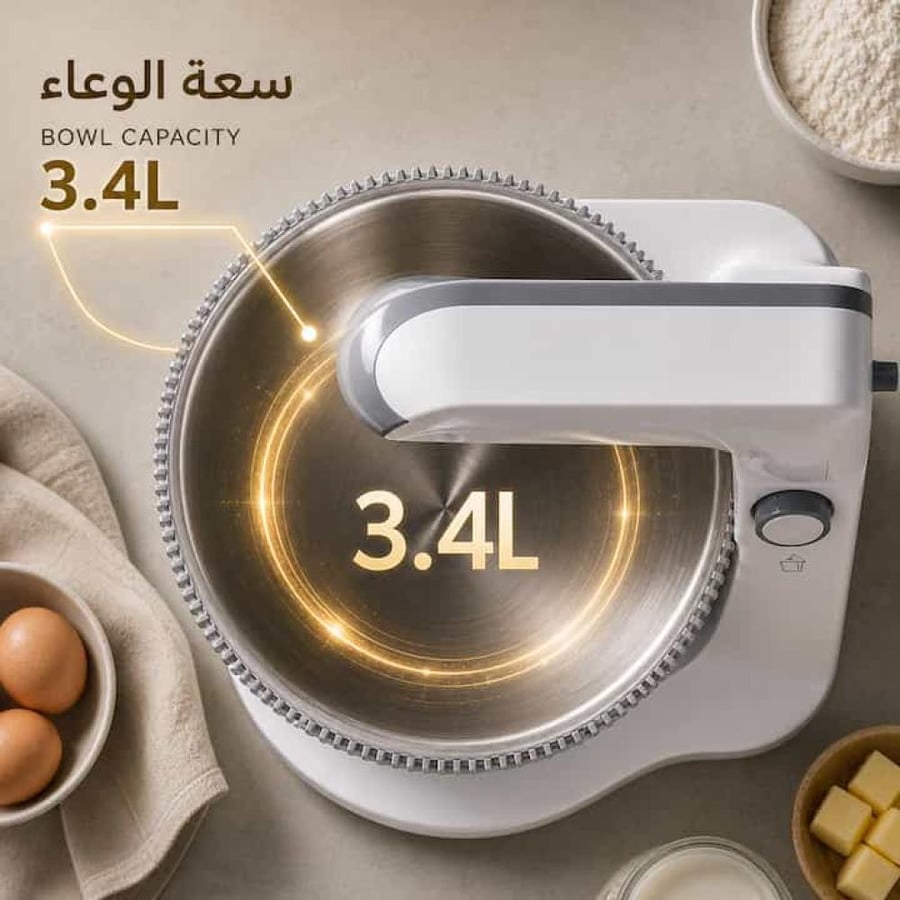 عجانة ومضرب بيض 3.4 لتر