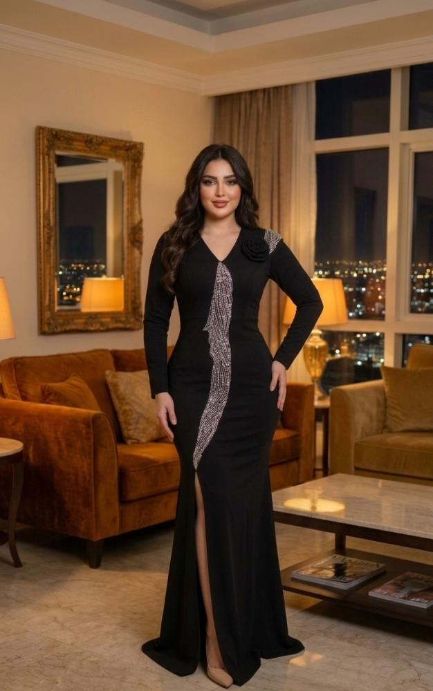 فستان كريب اسود