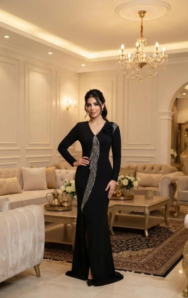 فستان كريب اسود