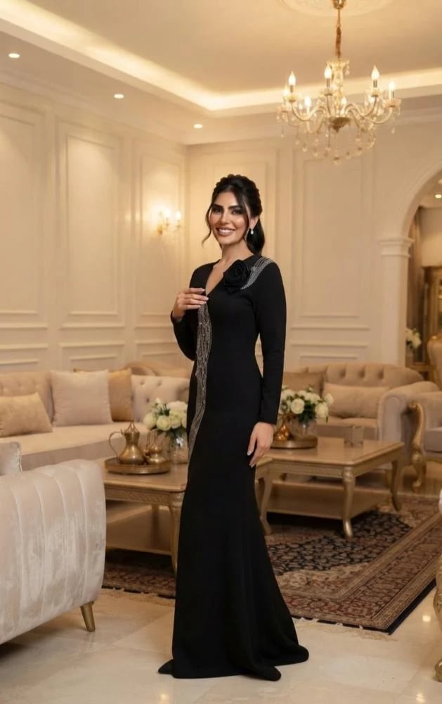 فستان كريب اسود