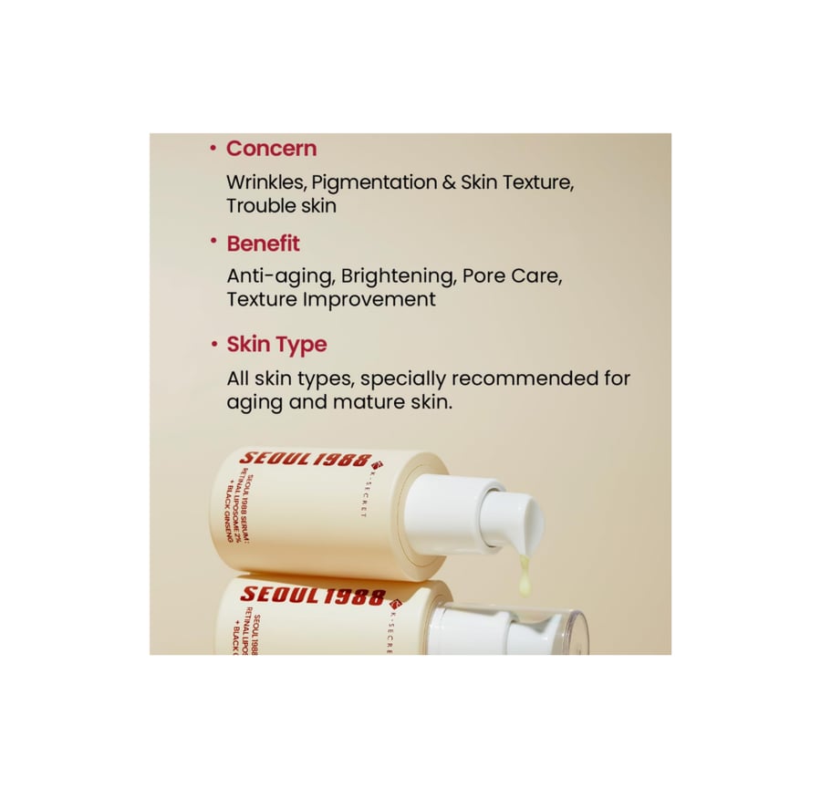 Seoul Serum 1988 with Retinol and Black Ginseng from KC Secret - 30 ml