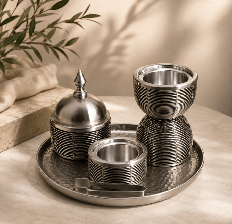Indian aluminum incense burner set