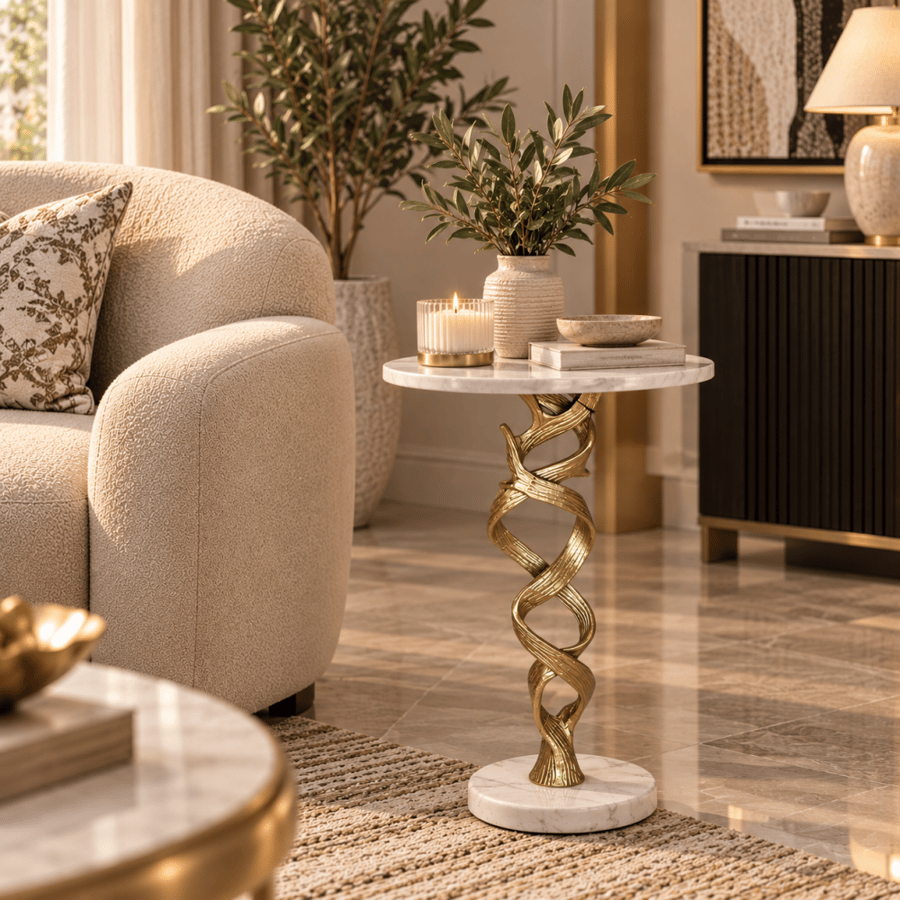 طاولة خدمة رخام ذهبي