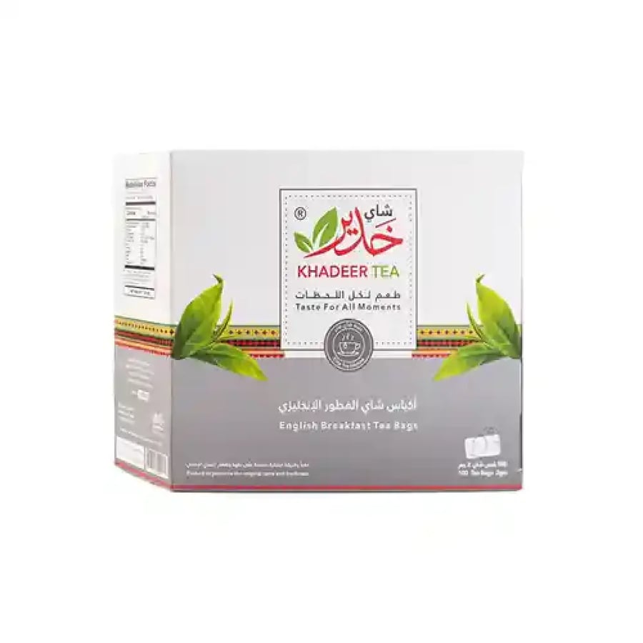 شاي خدير الفطور الانجليزي 100 كيس شاهي سيلاني درجة اولى الكيف الاصيل