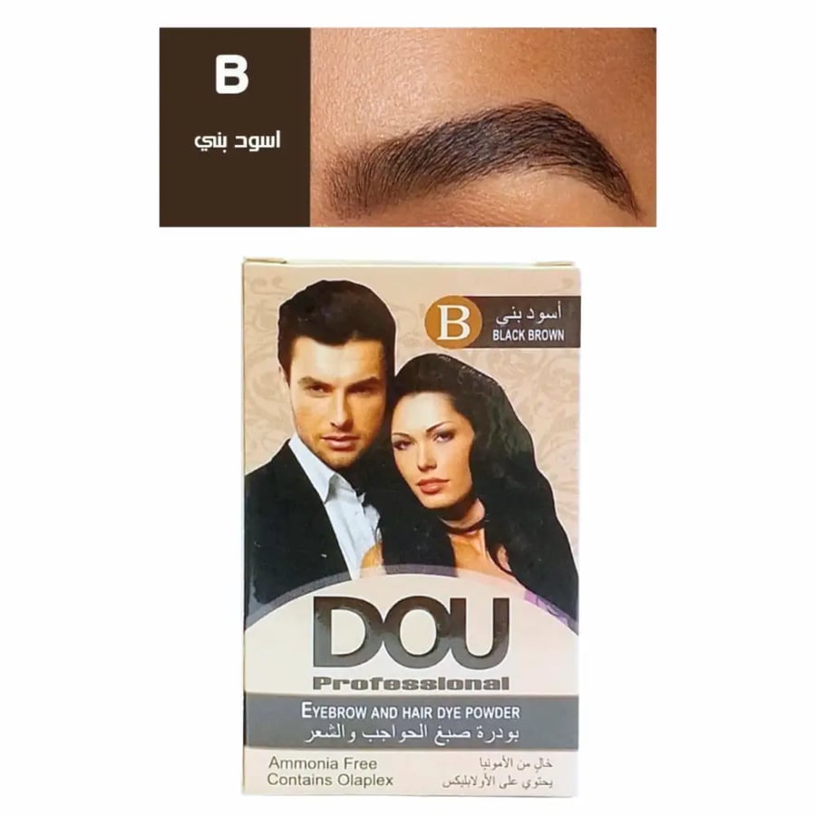 DOU مسحوق صبغ الشعر والحواجب - اسود بني B