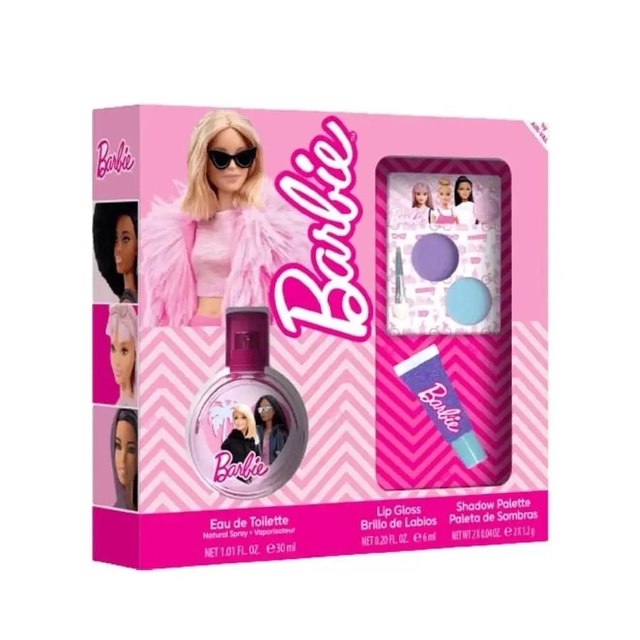 باربي  ( عطر 30 مل تواليت + ملمع شفاة + ظل عيون )