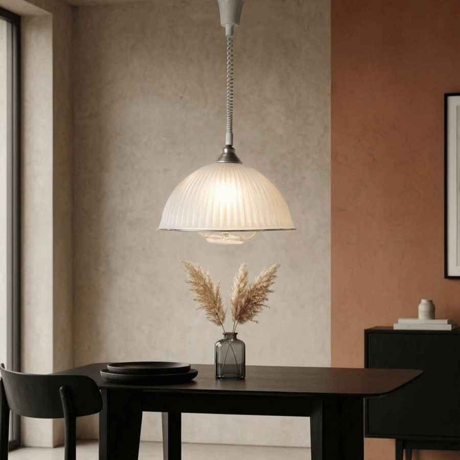 علاقي مطبخ أكريليك وردي بتصميم قبة مضلّعة – قطر 40 سم