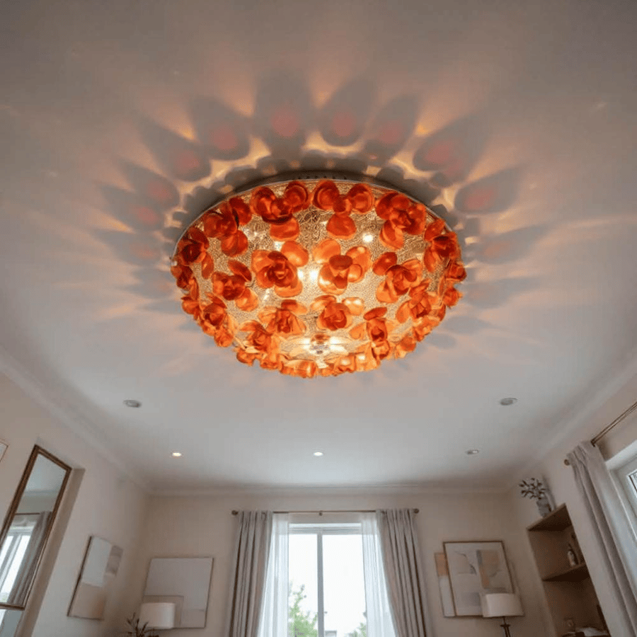 لطش ألمنيوم بتصميم ورود ثلاثية الأبعاد – أحمر 50 سم