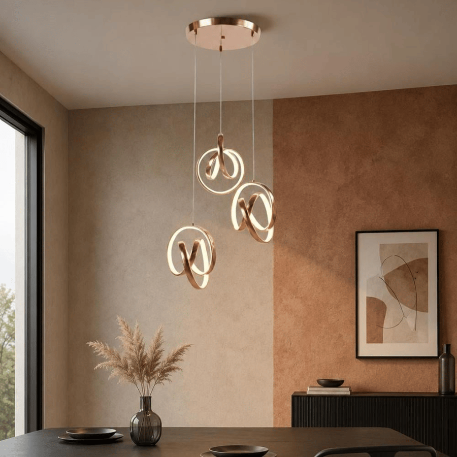 علاقي مودرن LED ثلاثي بتصميم حلزوني فاخر باللون الذهبي – مقاس 15×3 سم