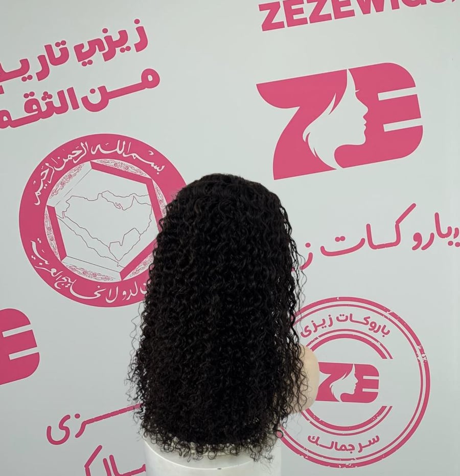 Natural hair wig, length 20 inches, density 180, natural black, front roots, lace, curly