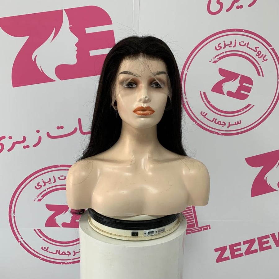 باروكه شعر طبيعى طول 20انش جذور كامله فروه دانتيل لون بنى غامق