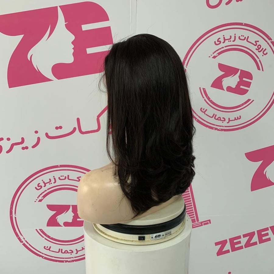 باروكه شعر طبيعى طول 14انش جذور كامله فروه دانتيل لون اسود طبيعى
